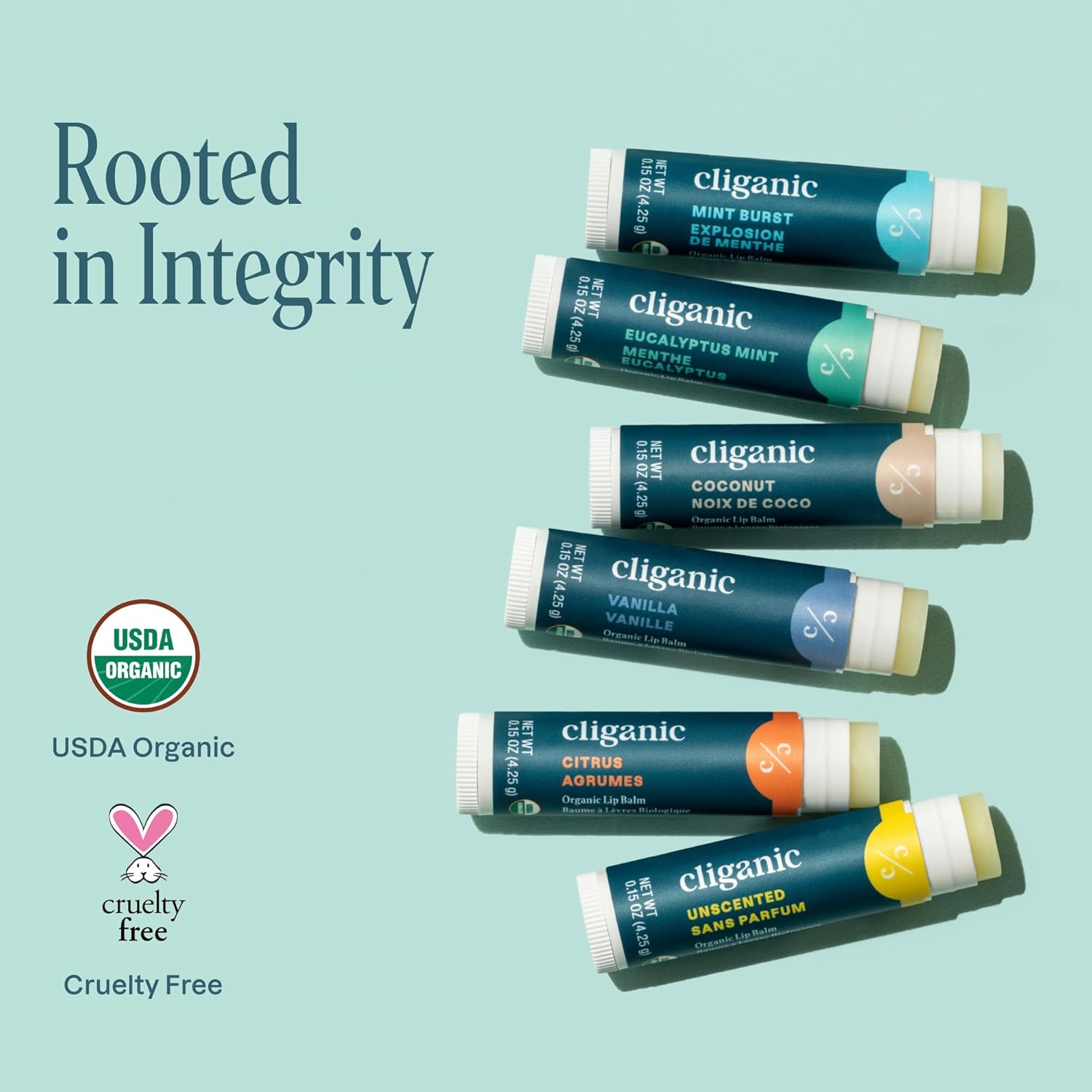 Organic Lip Balm Set (6 Flavors) - 100% Natural Hydrating, Moisturizing for Dry Cracked Lips, Stocking Stuffer Gift for Men & Women