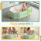 Orzbow Collapsible Baby Bathtub with Temperature Sticker, Portable Toddler Bathtub with Side Drain Plug, Travel Baby Bath Tub for 6 Months+, Easy to Clean, Stable & Durable, Folds to Store, Green