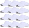 12 Pack Unisex Sports Sun Visor Adjustable UV Protection Sun Hat Cap for Beach Pool Golf Tennis