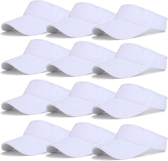 12 Pack Unisex Sports Sun Visor Adjustable UV Protection Sun Hat Cap for Beach Pool Golf Tennis