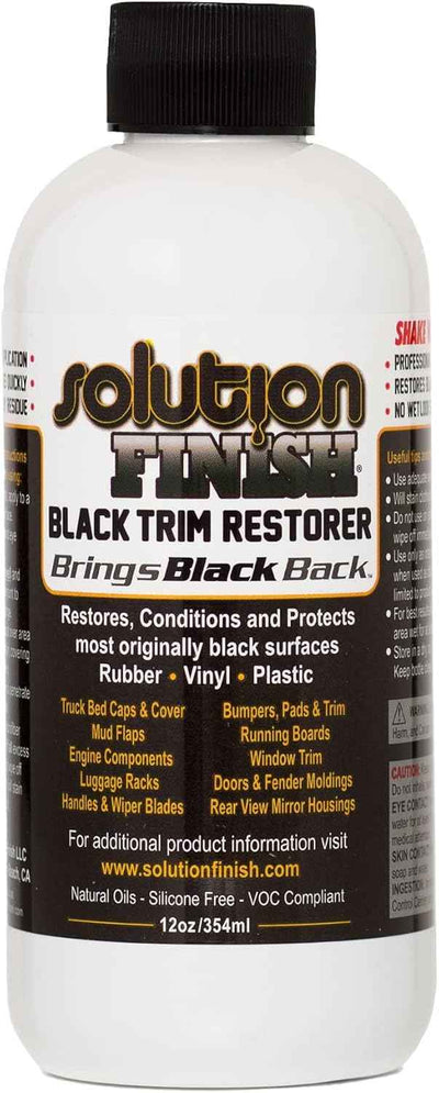 Solution Finish - Black Plastic & Vinyl Trim Restorer - Use for Car and Truck Detailing, No Wet Look, Instantly Revives Color to Trim, Bumpers, Mud Flaps, Etc., Black