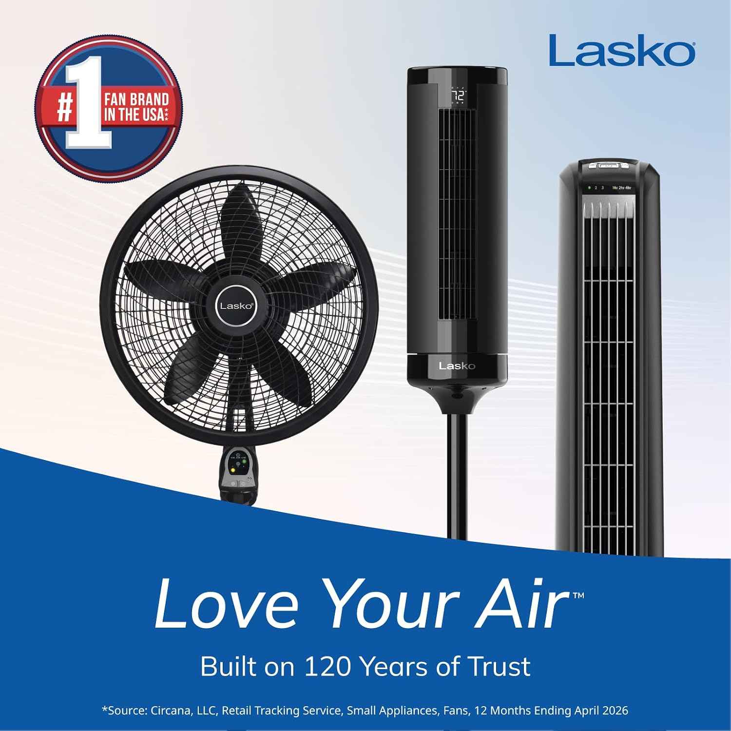 Lasko Oscillating Cyclone Pedestal Fan with Remote Control - Cooling Standing Fan for Bedroom, Living Room, and Home Office - Adjustable Height - 3 Quiet Speeds - 1843 - 18" Blade Diameter - Black