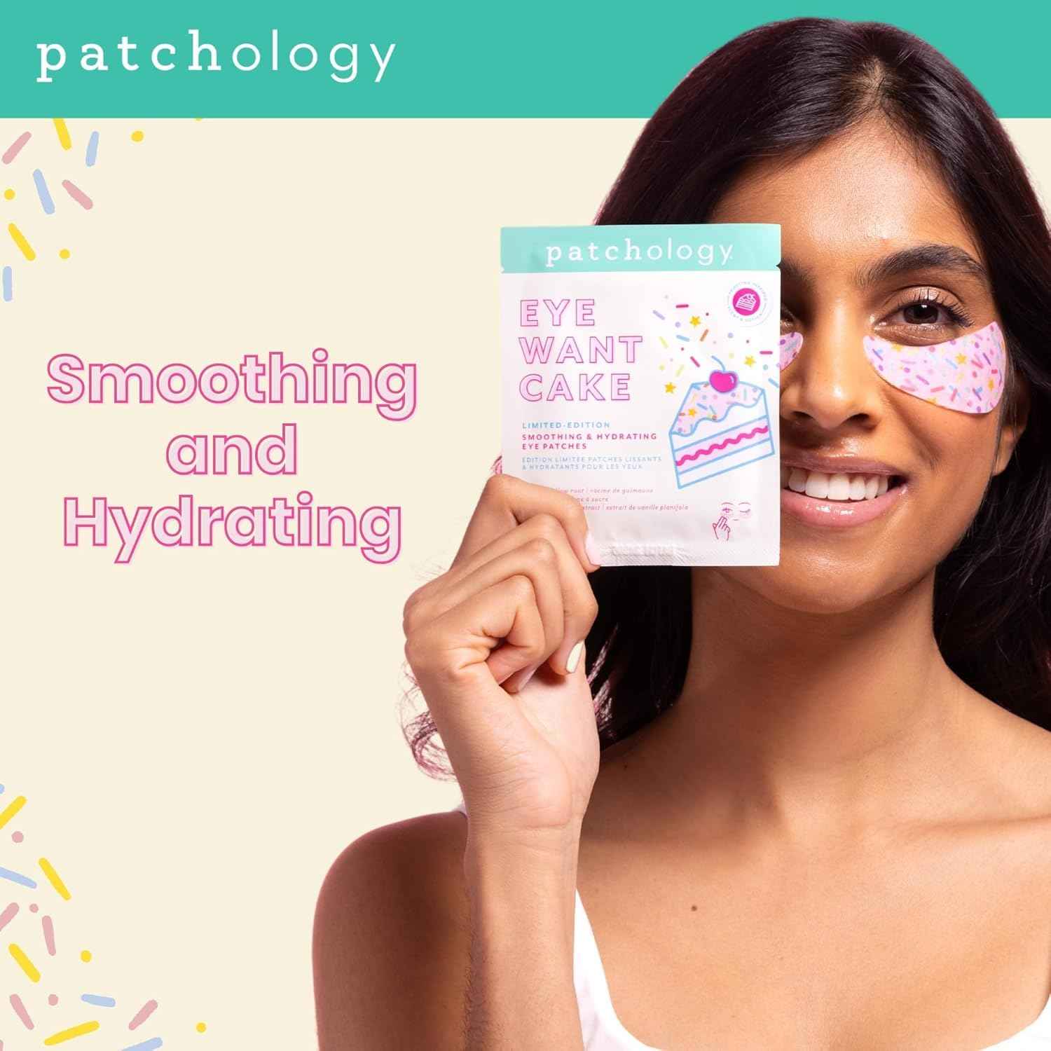 Eye Want Cake Hydrating & Smoothing Eye Patches – Under Eye Masks for Puffy Eyes, Dark Circles, and Fine Lines – Birthday Cake Inspired Self-Care Essentials, 5-Pack