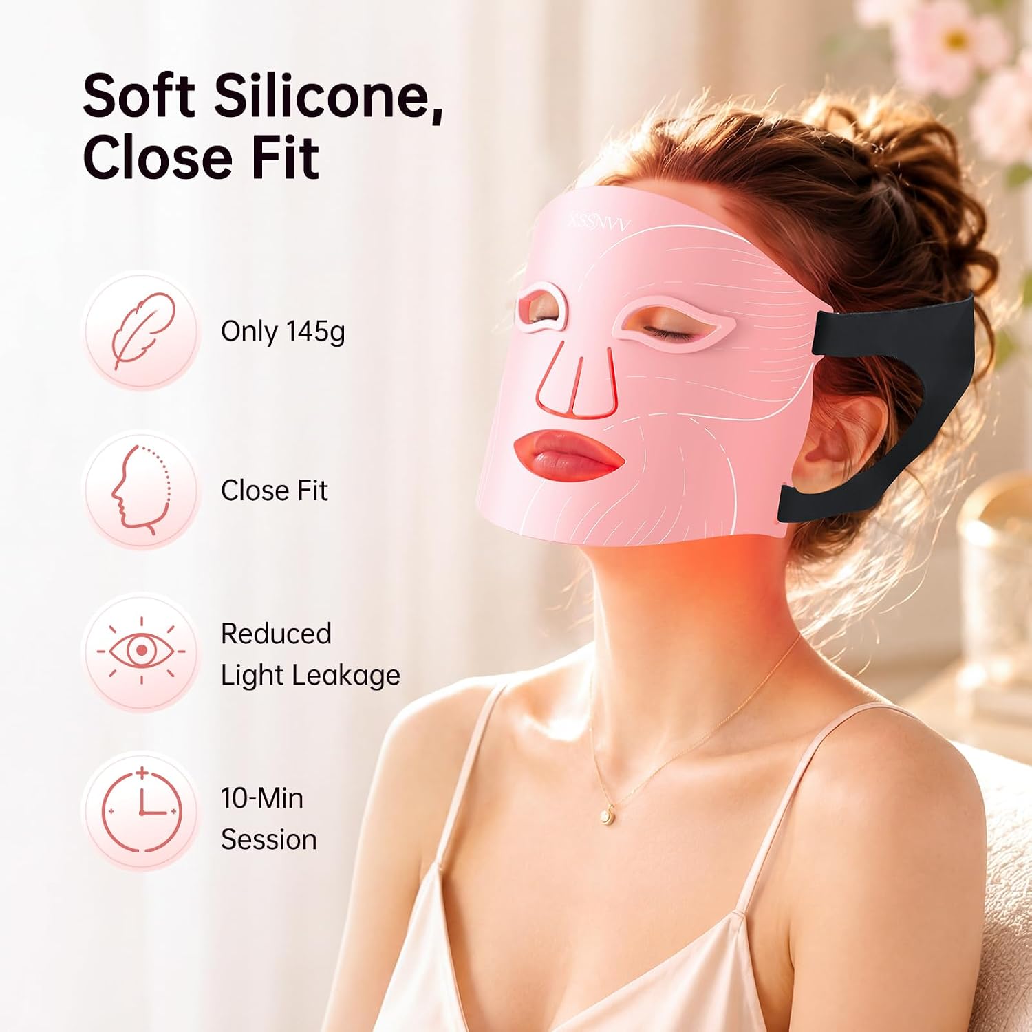 Red Light Therapy for Face – Cordless LED Face Mask with 4 Light Modes (NIR 850nm, Red 630nm, Blue, Amber), 272 LEDs, 10-Min Timer, Rechargeable for Glowing Skin at Home