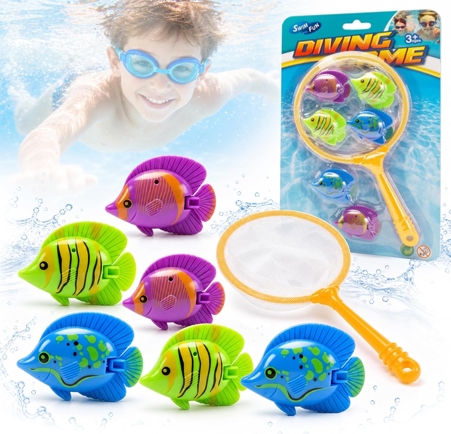 Diving Pool Toys, Bath Toys Set for Kids Shower Ages 3-12, Beach Essentials Water Toy Pool Games Summer Swim Water Dive Sinking Mermaid Toys