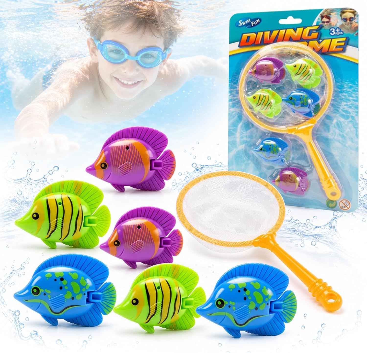 Diving Pool Toys, Bath Toys Set for Kids Shower Ages 3-12, Beach Essentials Water Toy Pool Games Summer Swim Water Dive Sinking Mermaid Toys