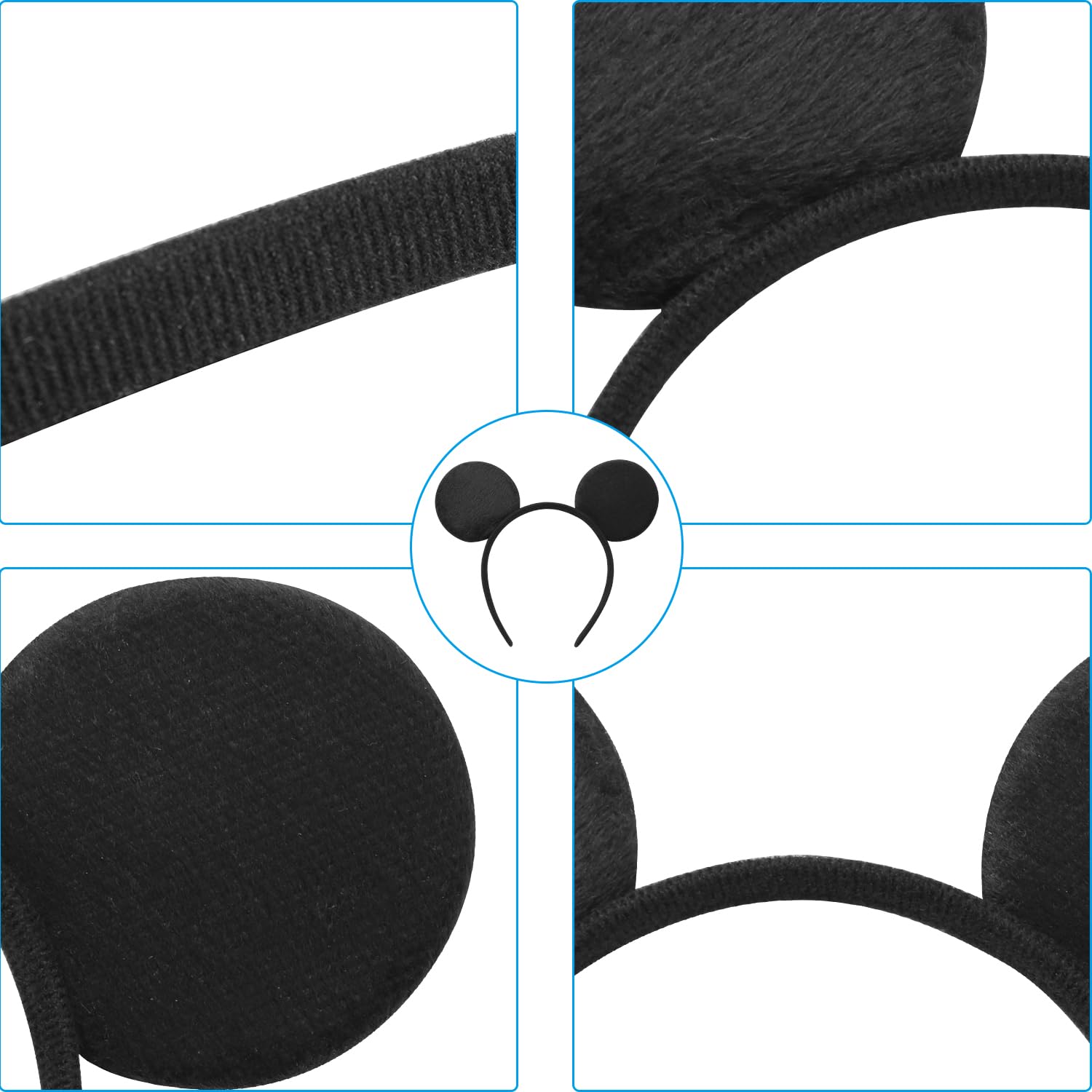 20 Pack Mouse Ears Solid Bow ears Headband for Birthday Party Supplies and Mouse Themed costume Cosplay Decoration