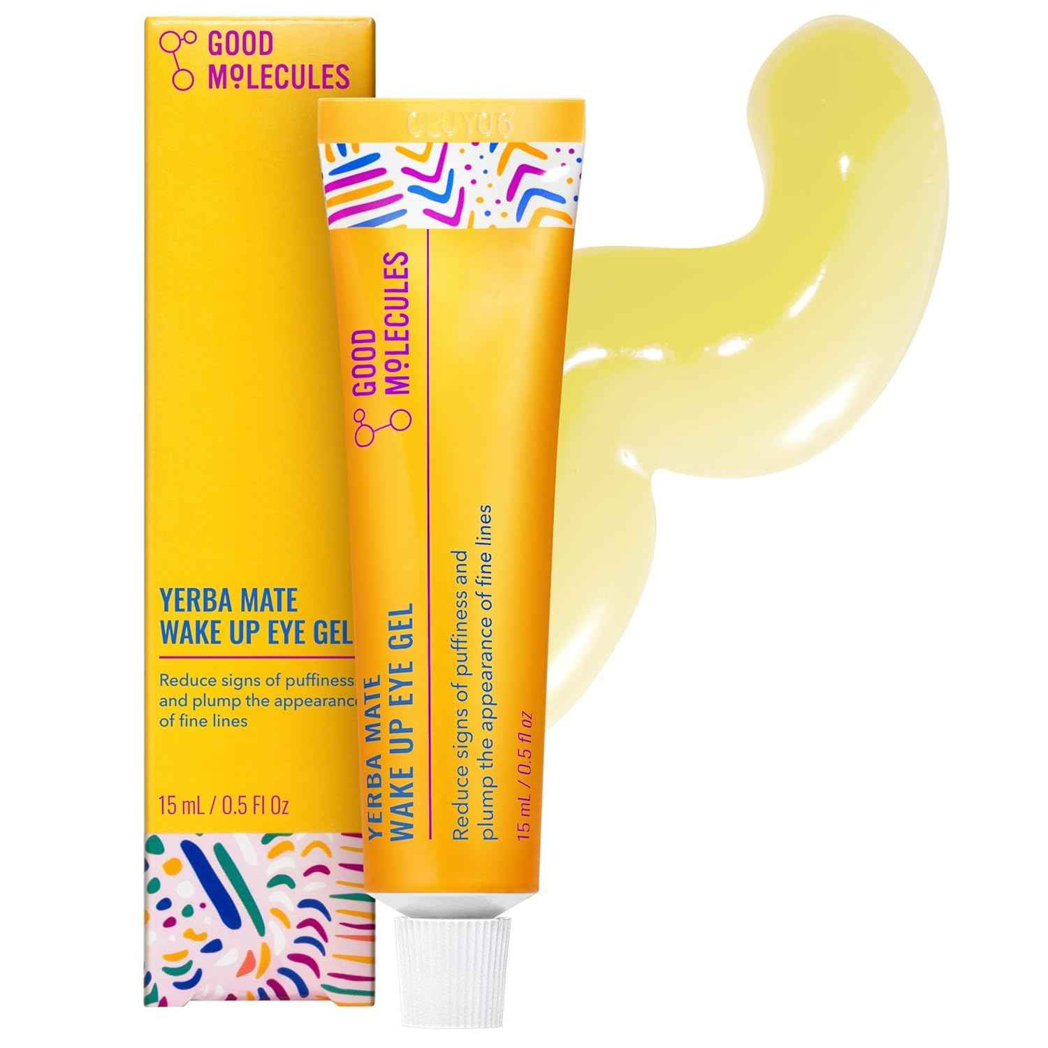 Good Molecules Yerba Mate Wake Up Eye Gel - Hydrating Under Eye Gel Cream with Hyaluronic Acid and Caffeine - Target Dark Circles and Puffiness - Skin Care for Face