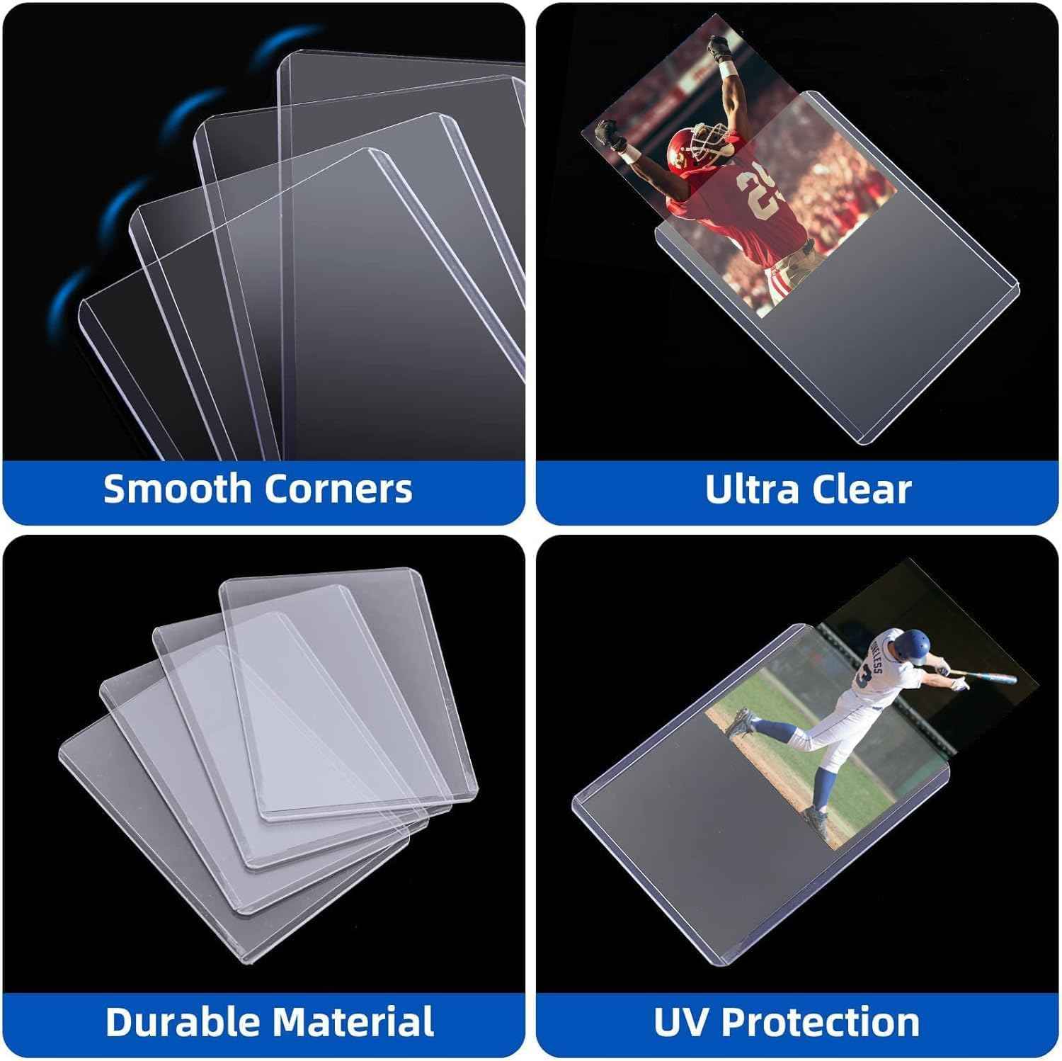 3"X 4" Card Sleeves Hard Plastic, Arjiekwei Baseball Cards Protectors Plastic, Premium Card Sleeve Holder for Trading Sports Baseball Football Game Cards (100 Rigid Sleeves)
