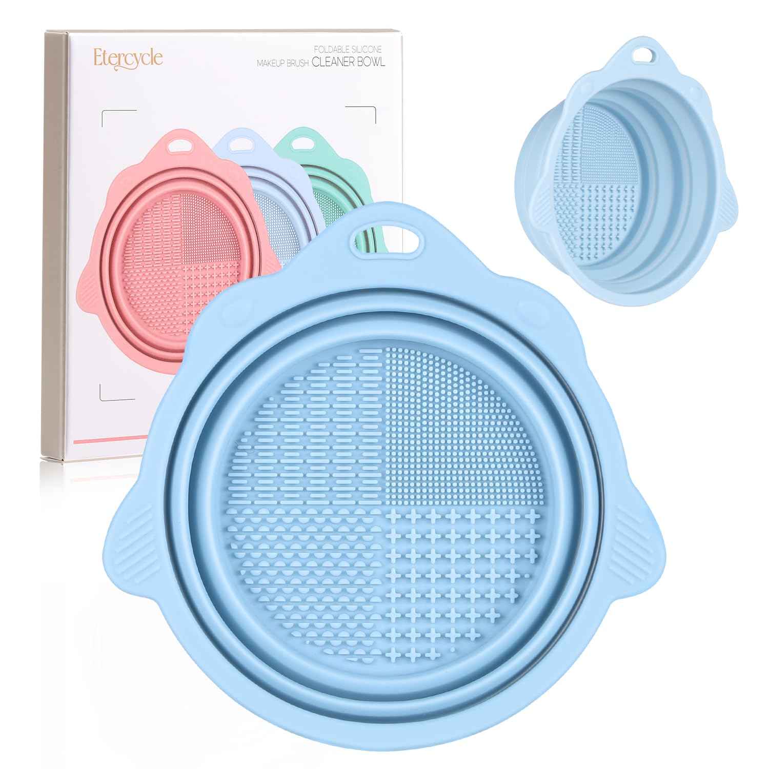 Makeup Brush Cleaner, Etercycle Foldable Silicone Brush Cleaner Bowl Srubber, Portable Washing Tools for Makeup Brush,Powder Puff,Sponge