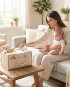 Baby Diaper Caddy Organizer, Portable Nursery Storage Basket with Handle for Newborn Boy or Girl, Gift for Baby Shower Essentials, Registry Must Have Bag, Caddie Car Organizer