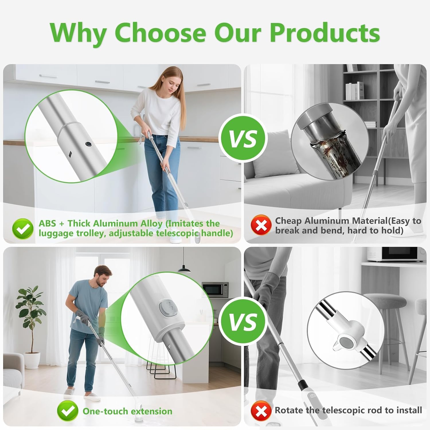 Electric Spin Scrubber, Cordless Cleaning Brush, 3H Work Time, Bathroom Scrubber with LED Display, 3-Speed Extendable Handle, IPX7 Waterproof, 8 Brush Heads for Shower, Tile, Tub, Floor, Toilet, Grout
