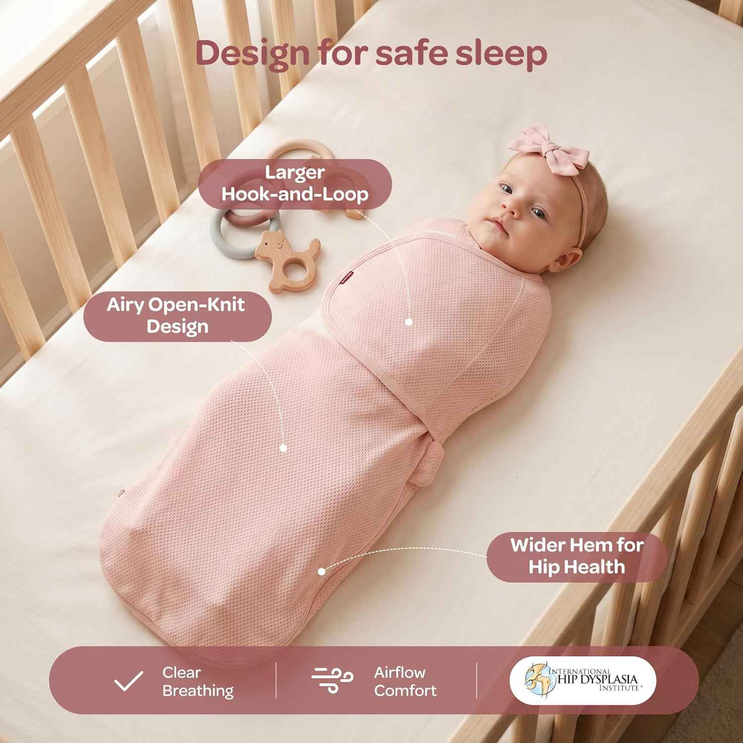 Momcozy Airflow Baby Swaddle, 100% Cotton Lightweight & Ultra Breathable, Ideal for Hot Sleeper Baby, Reduce Startle Reflex, Newborn Boys Girls Registry Essentials, 2-Pack