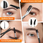 TsMADDTs Tweezers for Women Facial Hair, 8 in 1 Eyebrow Kit with Tweezers, Eyebrow Trimmer Scissors, Razor, Brush with Travel Bag, Hair Plucking Daily Beauty Tools