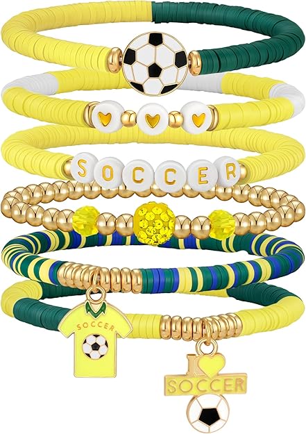 Soccer Cup Soccer Bracelets for Women Men, Stackable Soccer Jewelry Game Day Fan Accessories Gifts for Soccer Fans