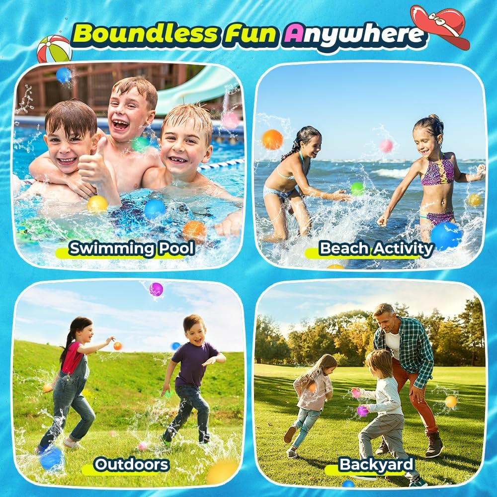 Reusable Water Balloons, Pool Beach Water Toys for Boys and Girls, Summer Toys for Kids Ages 3-12, Magnetic Water Ball for Outdoor Activities