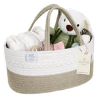 KiddyCare Baby Diaper Caddy Organizer, Cotton Nursery Baby Gift Basket with Handle Lid Baby Caddy Organizer, Portable Baby Basket Diapers & Wipes, Basket for Moms