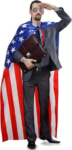 Frienda American Flag Costume Cape, 4th of July 250th Retro 80's USA Sunglasses and Flag Headband for 250th Anniversary