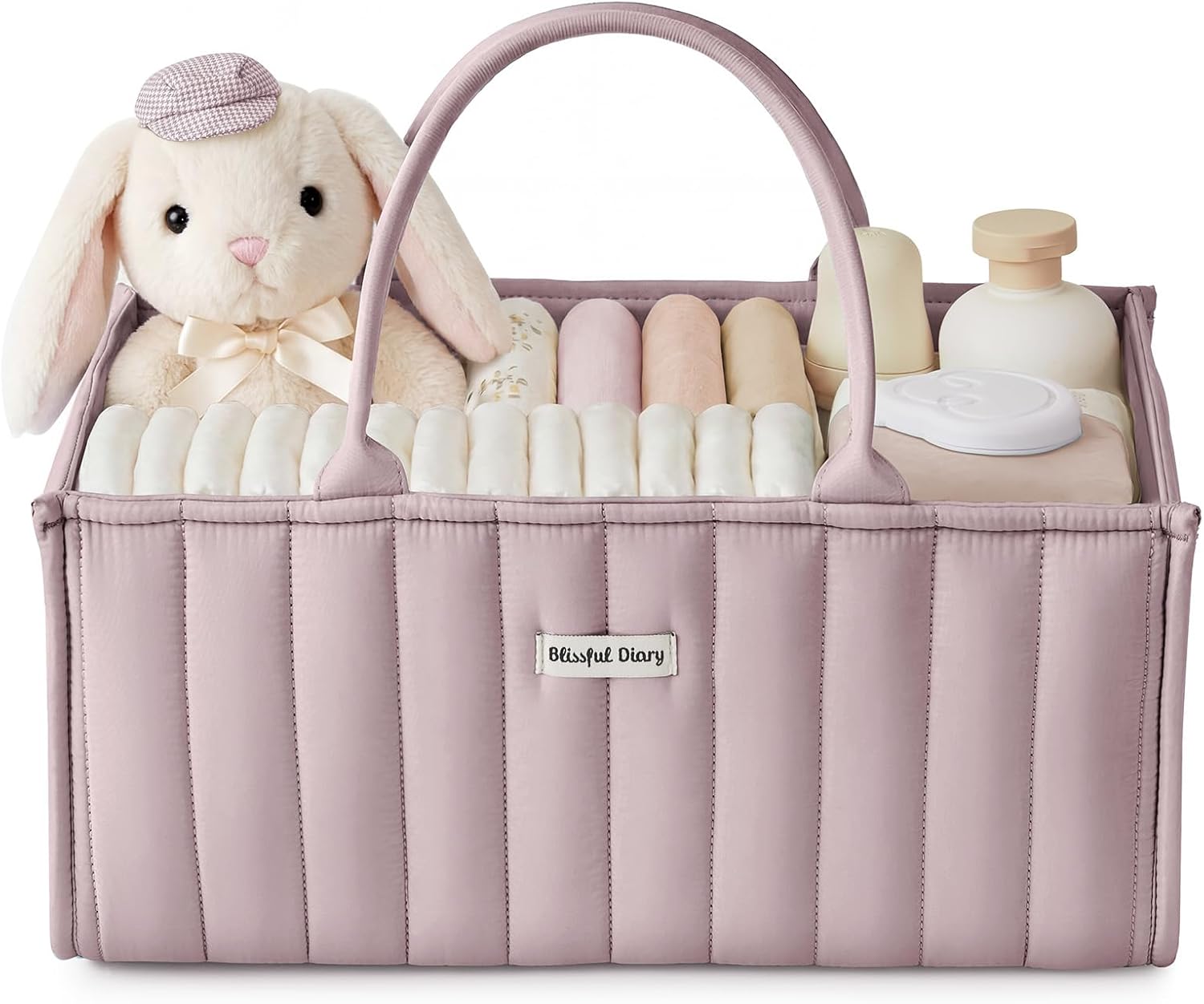 Blissful Diary Baby Diaper Caddy Organizer, Stylish Storage Basket for Newborn Essentials and Diaper Station, Gift for Baby Shower and Registry Must-Have