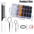 2200 Pcs Elastic Hair Ties, Mini Rubber Bands with Hair Tail Tools and Comb, Hair Accessories for Women, Girls, Toddlers, Babies