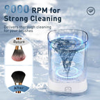 Electric Makeup Brush Cleaner - 12000 RPM Makeup Brush Cleaning Machine, IP65 Waterproof Automatic Makeup Brush Cleaner with Cleaning Solution, for Makeup Sponges and Brushes-White.