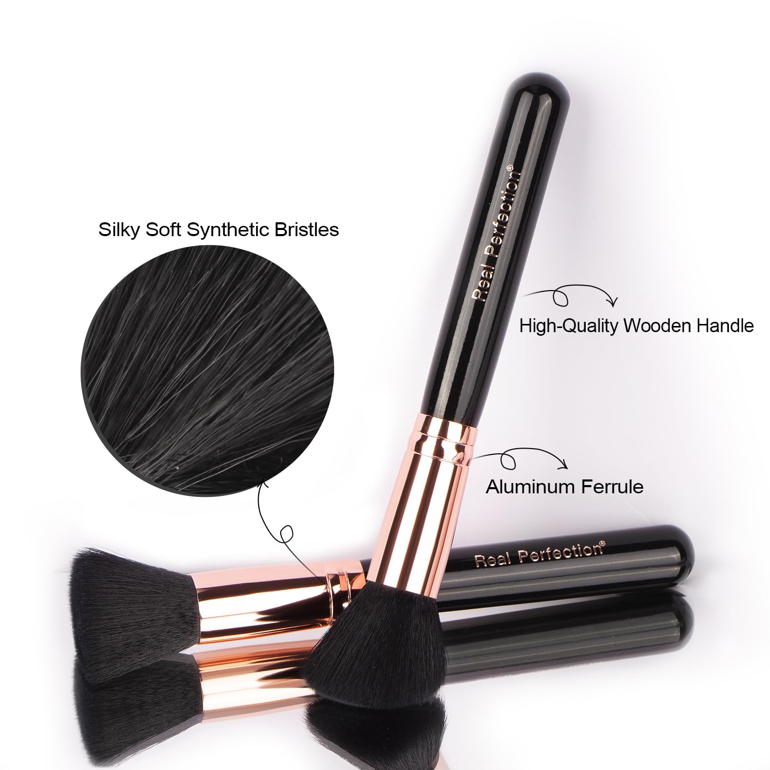 Real Perfection Makeup Brush Set 16 Pcs with 1 Eyebrow Razor Premium Synthetic Foundation Powder Concealers Eyeshadow Blush Makeup Brushes Make up Brushes Kit