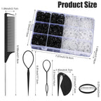 2200 Pcs Elastic Hair Ties, Mini Rubber Bands with Hair Tail Tools and Comb, Hair Accessories for Women, Girls, Toddlers, Babies