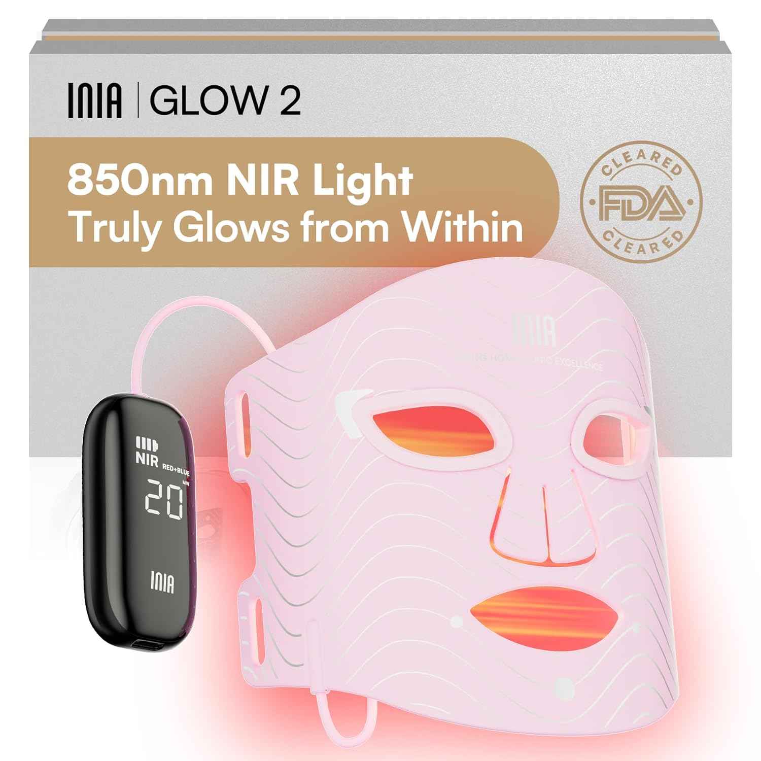 Red Light Therapy Mask for Face – 4 Light Modes with 850nm NIR, Red & Blue LED Light Therapy, 2600mAh Rechargeable LED Face Mask for Radiant Glow at Home