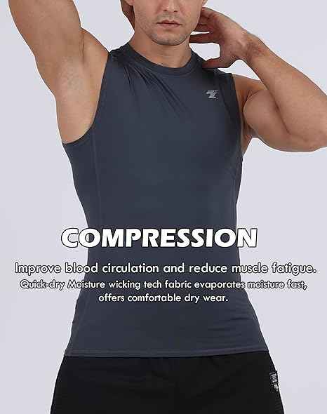 5 Pack Men's Athletic Compression Shirts Sleeveless Workout Tank Top Sports Base Layer Running Basketball