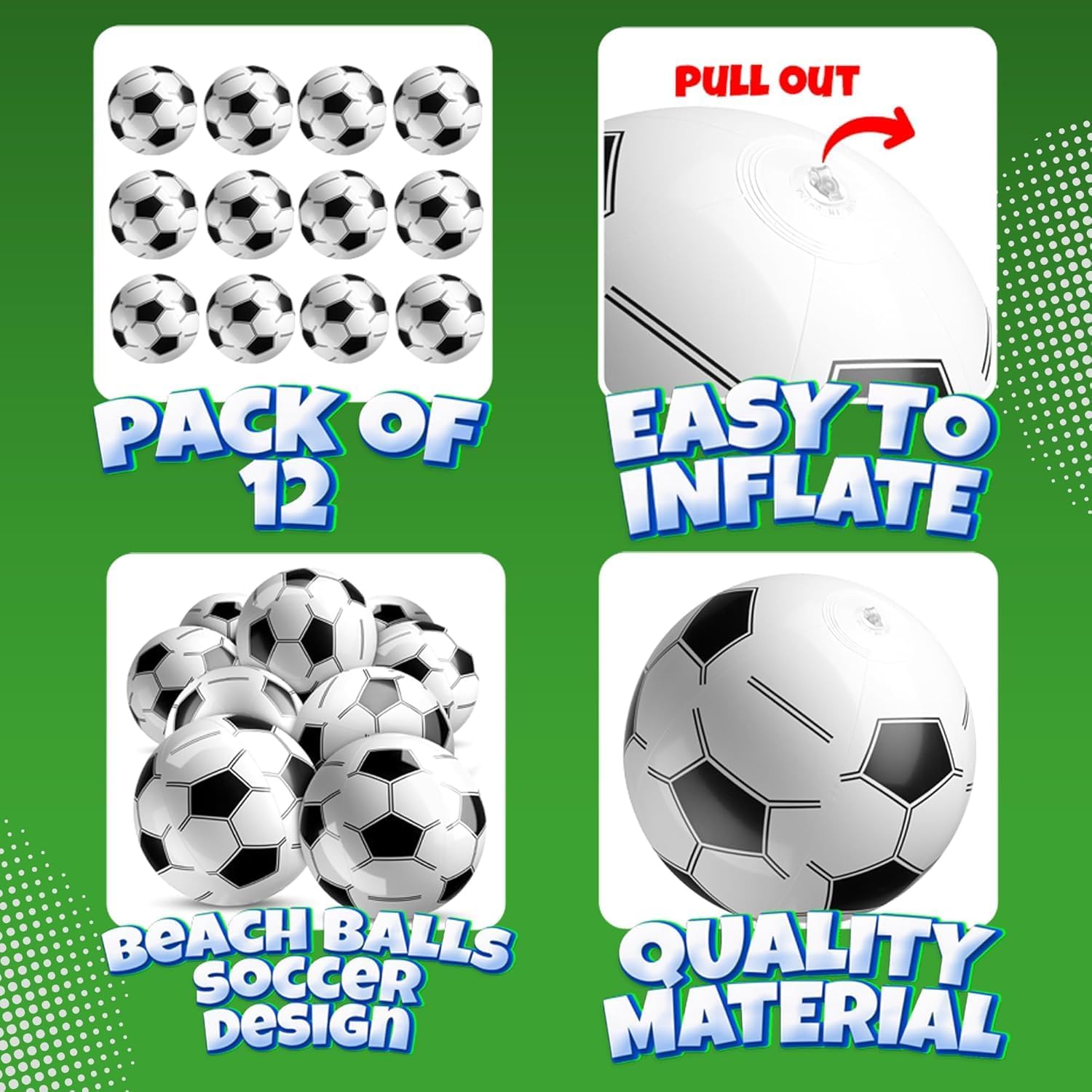 Inflatable Balls (Pack of 12) 16-inch, Beach Balls Bulk for Beach Toys & Birthday Party Decorations & Party Favors for Kids, Goodie Bags Stuffers