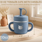 Fimibuke Sippy Cups for Toddlers, 10 OZ Spill Proof Kids Cup, Leak Proof Stainless Steel Tumbler with Handle, Silicone Straw & Sleeve, BPA Free Dishwasher Safe Girl Boy Kids Water Bottle, 2 Packs