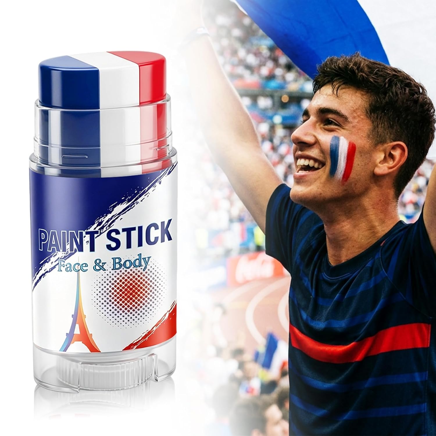 3 in 1 Colors Face Body Paint Sticks for Soccer,Football,Softball,Baseball,High Pigment & Waterproof Eye Black Stick Makeup