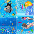 YUJUN Pool Diving Swimming Toys, Summer Underwater Game Toys with Pool Fishes Dive Sticks Rings Gems Storage Bag for Kids Swim Birthday Party Favors