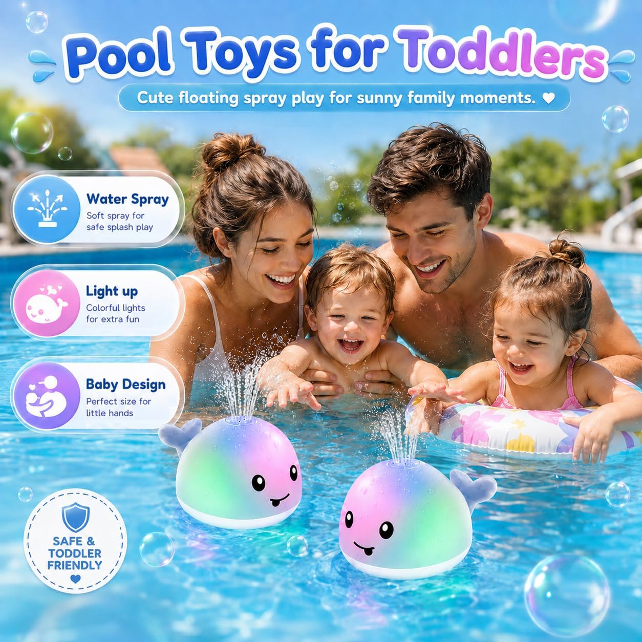 ANGGIKO Baby Bath Toys, Pool Water Table Toy for Babies, Toddler Bath Toys for Kids Ages 1-3, Light Up Whale Bath Toy Sprinkler 1 Year Old Boy Girl Gift Summer Bathtub Fountain Baby Toy 6-12-18 Months