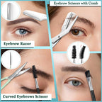 TsMADDTs Tweezers for Women Facial Hair, 8 in 1 Eyebrow Kit with Tweezers, Eyebrow Trimmer Scissors, Razor, Brush with Travel Bag, Hair Plucking Daily Beauty Tools