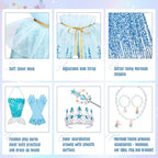 Meland Princess Dress Up for Girls 3-8, Mermaid Cape with Crown, Dress Up Clothes Birthday Gift Toys for Girls Toddlers