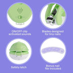 Playhouse MD Interactive Baby Nail Clipper for Newborn, Infant & Toddler - Ergonomic Nail Trimmer with Safety Latch, 20+ Optional Sounds, Bonus Nail File, Baby Nail Care Kit