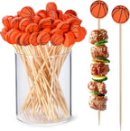 JtmyAota 100 Pack Football Toothpicks, 4.7 Inch Bamboo Cocktail Picks, Bamboo Toothpicks for Rugby Ball Super Bowl League Sports Catered Events Party Supplies