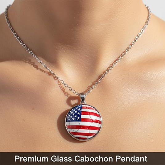 3PCS Country Flag Soccer Necklace Earrings Bracelet Set for Women Soccer Jewelry Gifts for Women Fans Players soccer Accessories Birthday Christmas Gift Ideas