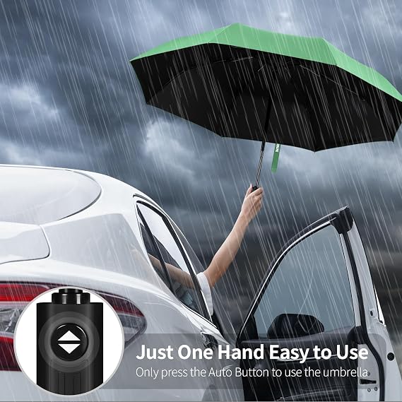 Windproof Travel Umbrella - Automatic Umbrellas for Rain, Compact Folding Umbrella with UV Protection, Lightweight Portable Design for Backpack/Walking/Car, Sun & Storm Ready