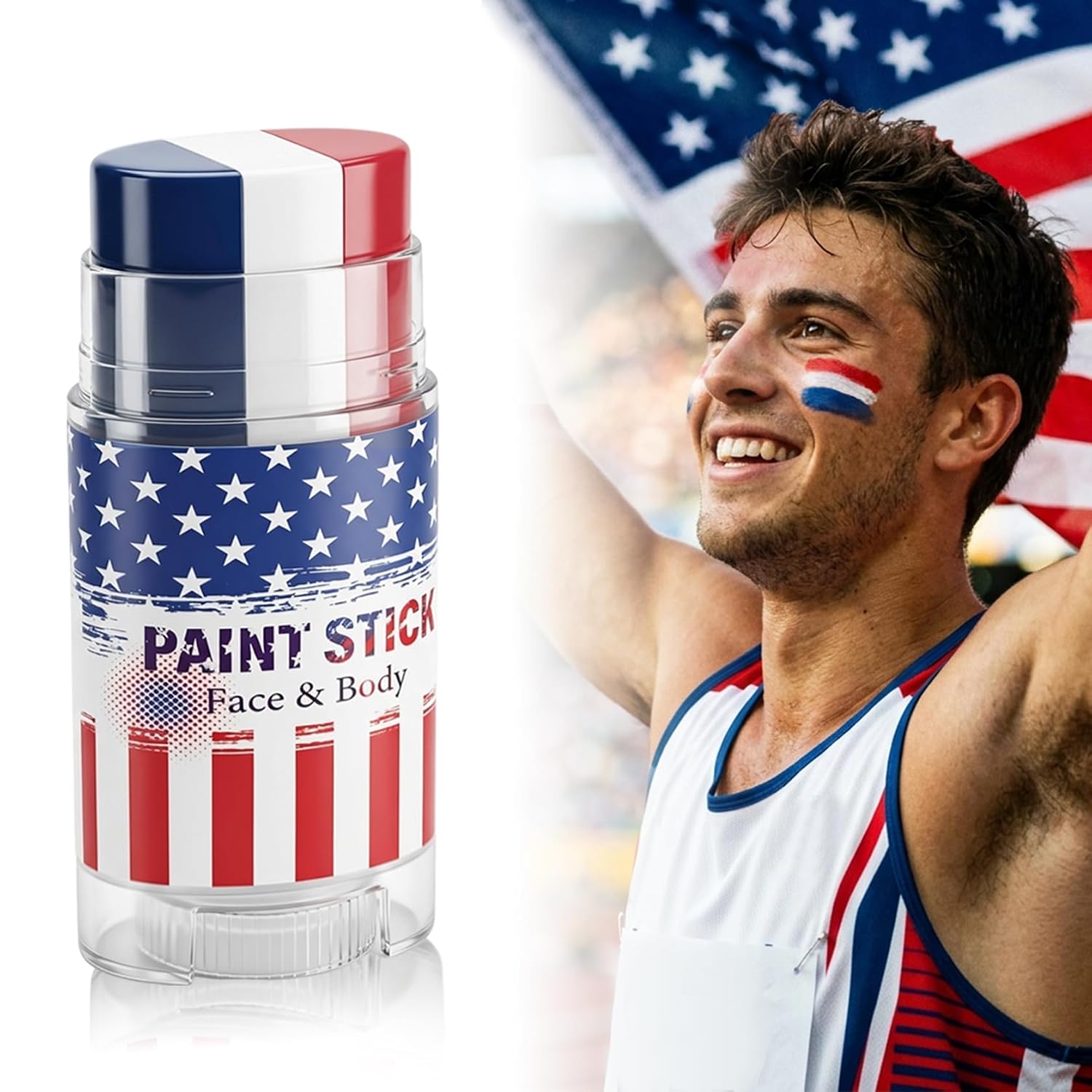 3 in 1 Colors Face Body Paint Sticks for Soccer,Football,Softball,Baseball,High Pigment & Waterproof Eye Black Stick Makeup
