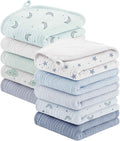 Bearmoss 10 Pack Muslin Burp Cloths, Soft Absorbent Baby Burping Cloths for Unisex Boys and Girls, Newborn Essentials Large Extra Washcloths, 20x10 inches