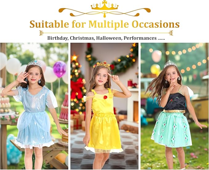 LIMIROLER Princess Dress Up Clothes for Little Girl Role Play Costume Gift Set Princess Dress Up Toys for Toddler Girls