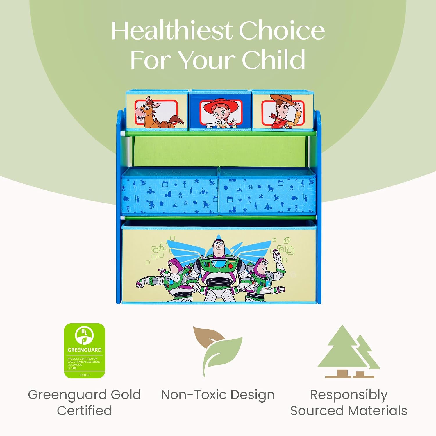 Delta Children - Toy Story Design & Store 6 Bin Toy Storage Organizer - Greenguard Gold Certified, Blue