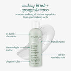 EcoTools Makeup Brush + Sponge Shampoo, Remove Makeup & Impurities From Tools, Sponges, & Puffs, Fragrance-Free Brush Cleanser, No Harsh Chemicals, Vegan, & Cruelty-Free, 8 fl. oz./236 ml. Bottle