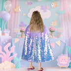 Meland Princess Dress Up for Girls 3-8, Mermaid Cape with Crown, Dress Up Clothes Birthday Gift Toys for Girls Toddlers