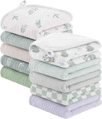 Bearmoss 10 Pack Muslin Burp Cloths, Soft Absorbent Baby Burping Cloths for Unisex Boys and Girls, Newborn Essentials Large Extra Washcloths, 20x10 inches