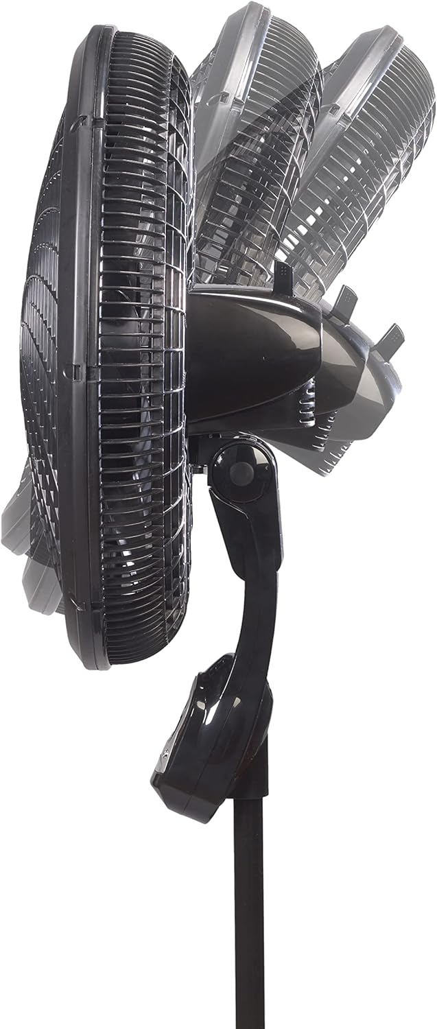 Lasko Oscillating Cyclone Pedestal Fan with Remote Control - Cooling Standing Fan for Bedroom, Living Room, and Home Office - Adjustable Height - 3 Quiet Speeds - 1843 - 18" Blade Diameter - Black