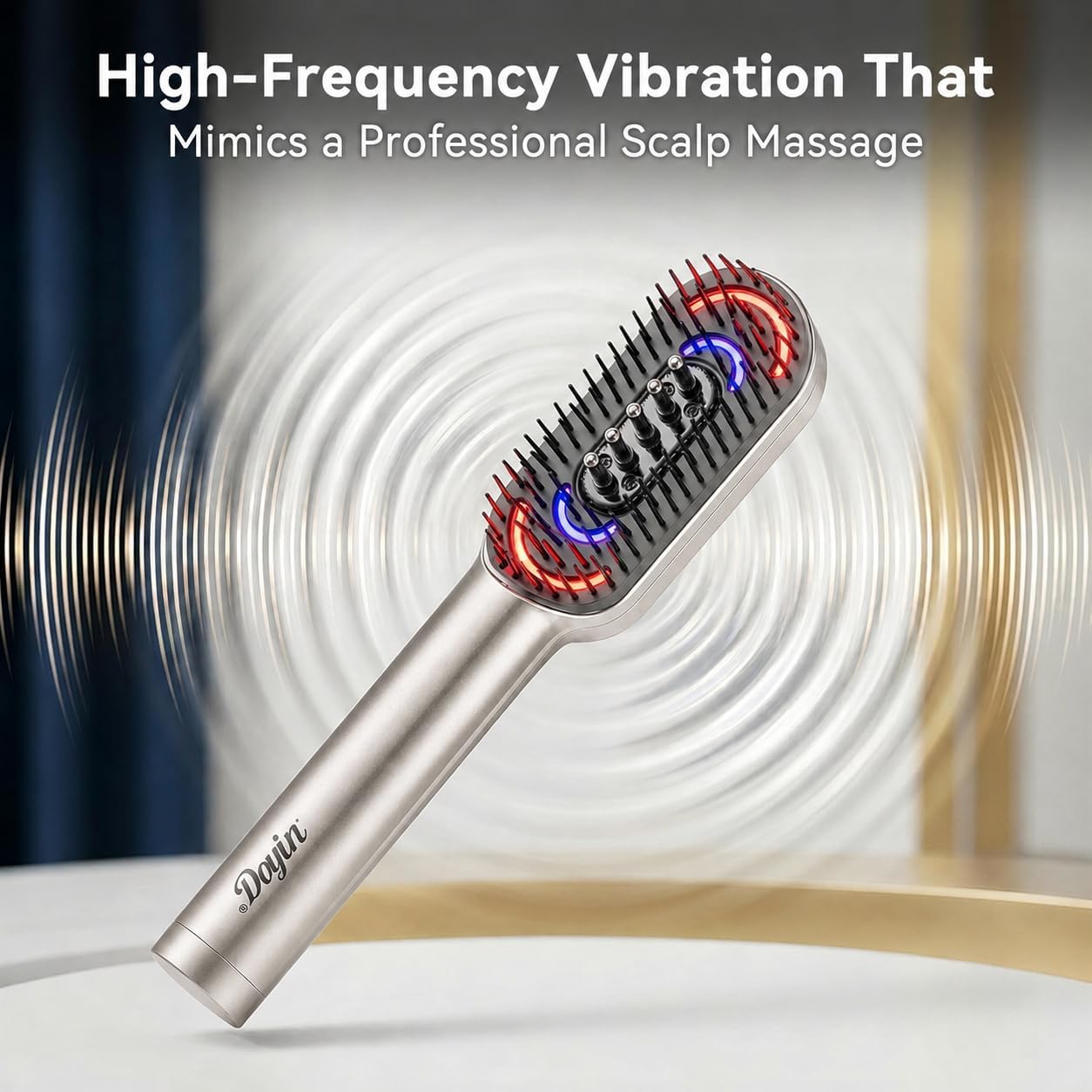 Dayln Electric Scalp Massager Hair Oil Applicator, Cordless Vibration Head Massager, Red Light Hair Brush, Deep Clean Comb for Home & Travel Silver