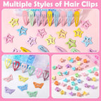 Hair Accessories for Girls, 1700 Pcs Colorful Hair Rubber Bands Elastic Hair Ties Hair Clips Hair Wax Stick Spray Bottle Hair Styling Tools with Organizer Box